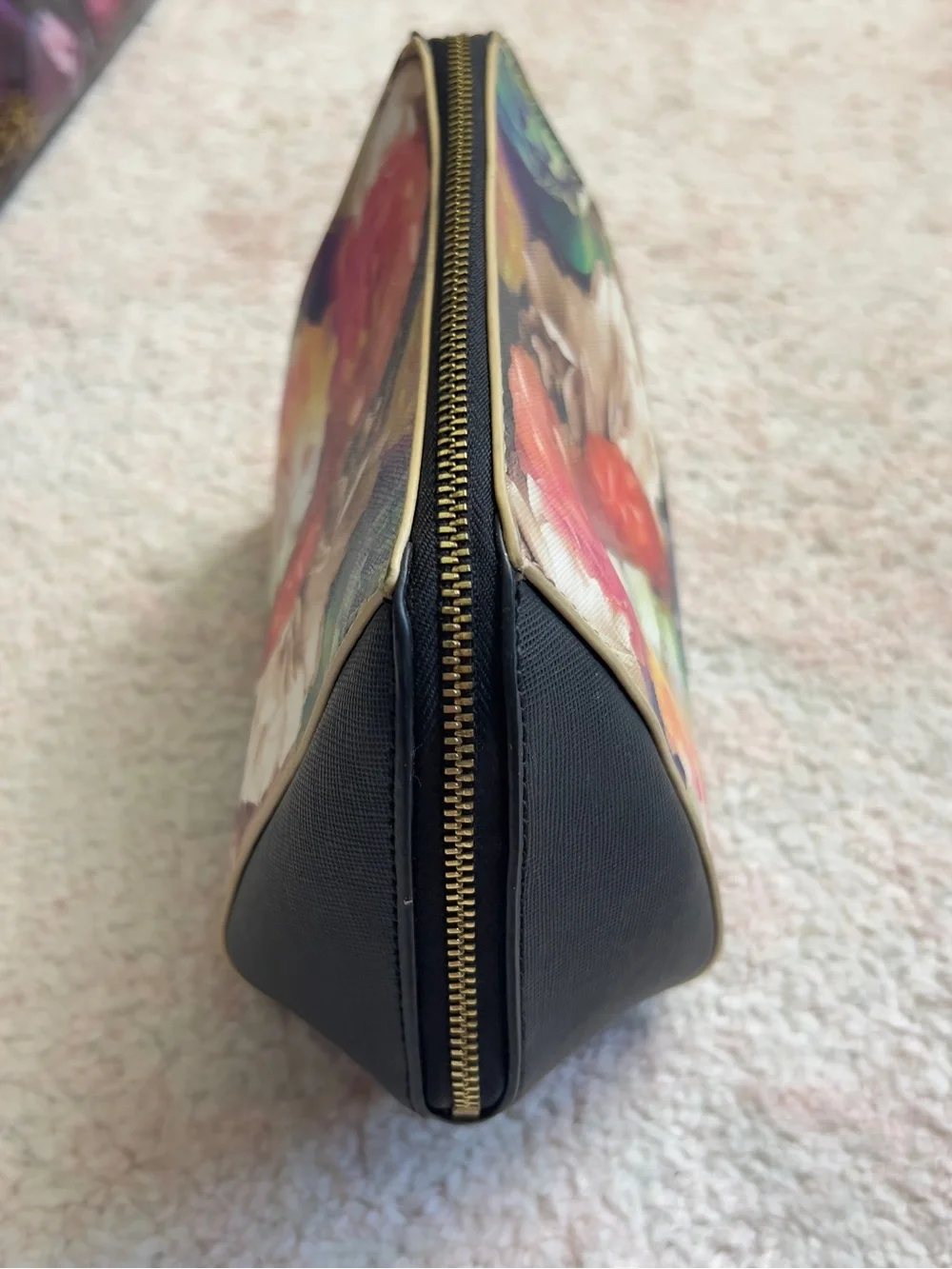 Ted Baker London Black Cosmetic Pouch with Multicolor Floral Print